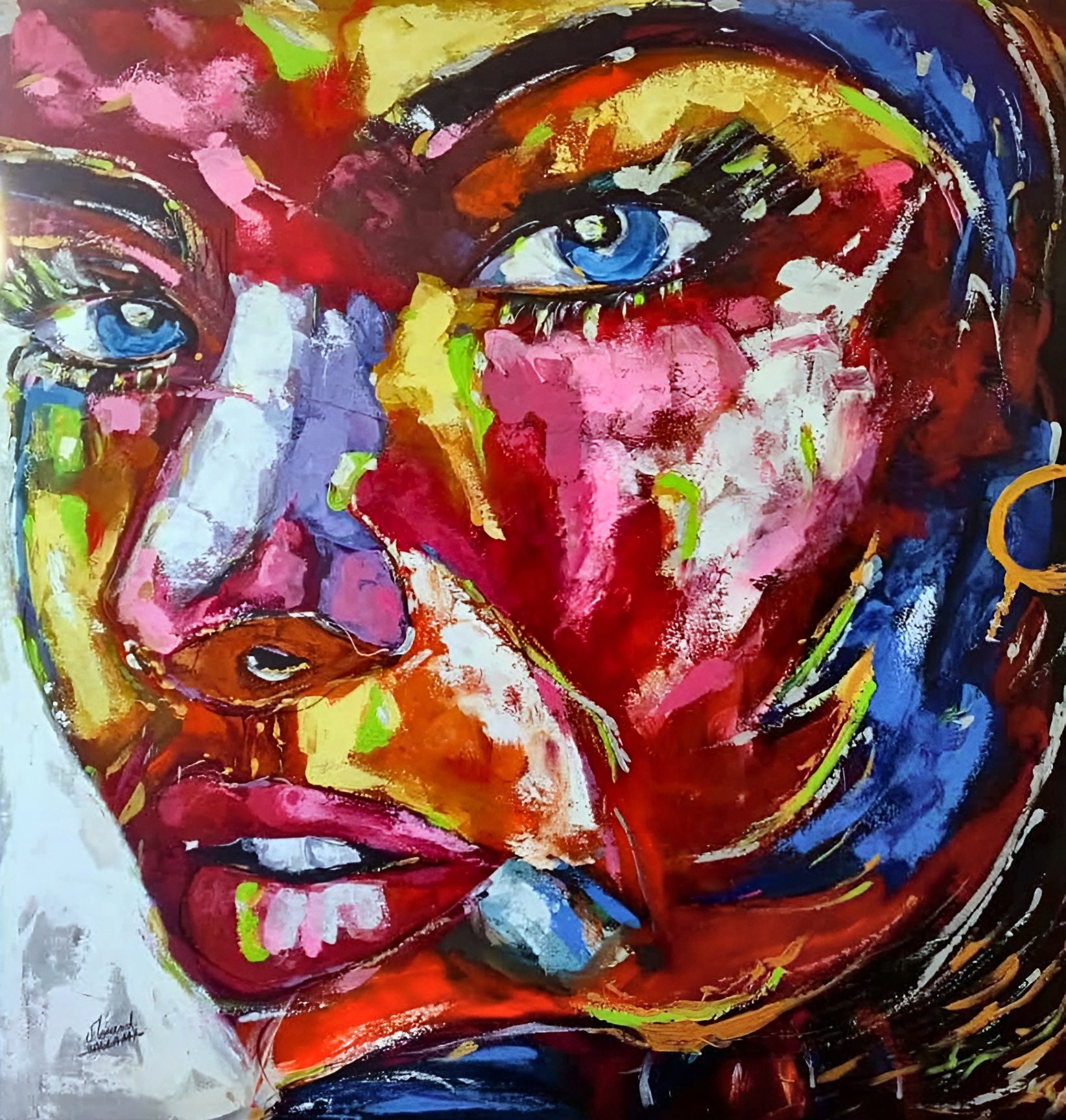 Regard incandescent, portrait au couteau